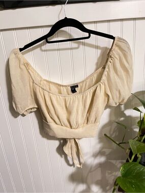 Windsor Cream Puff Sleeve Crop Top